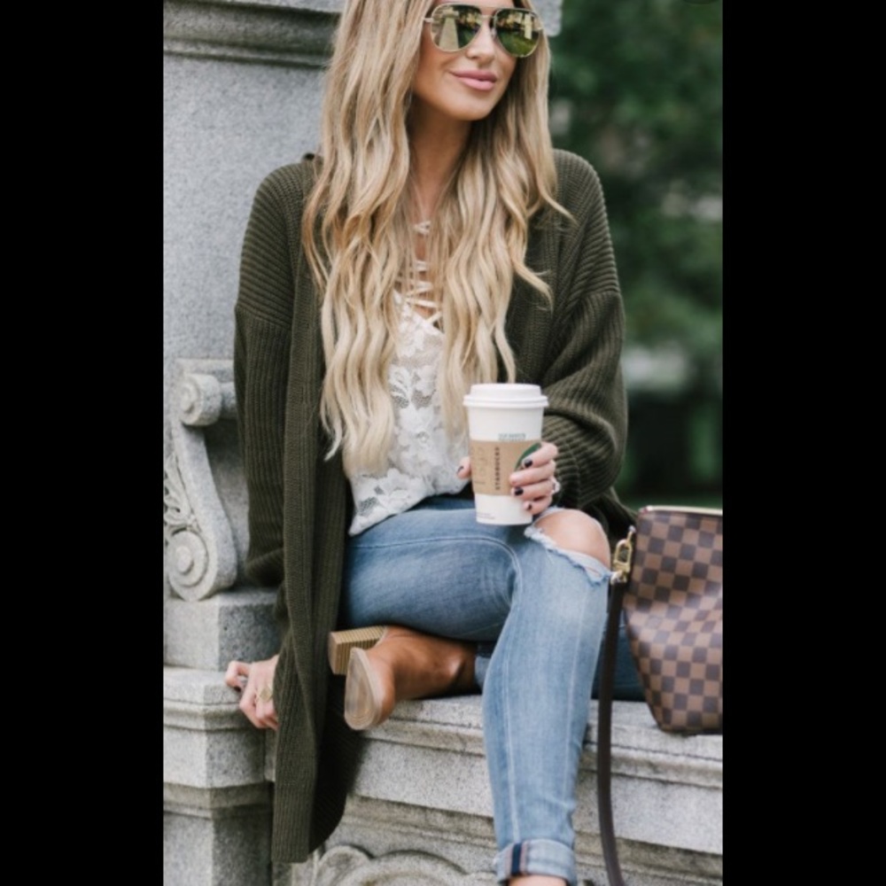 Olive green ribbed sweater